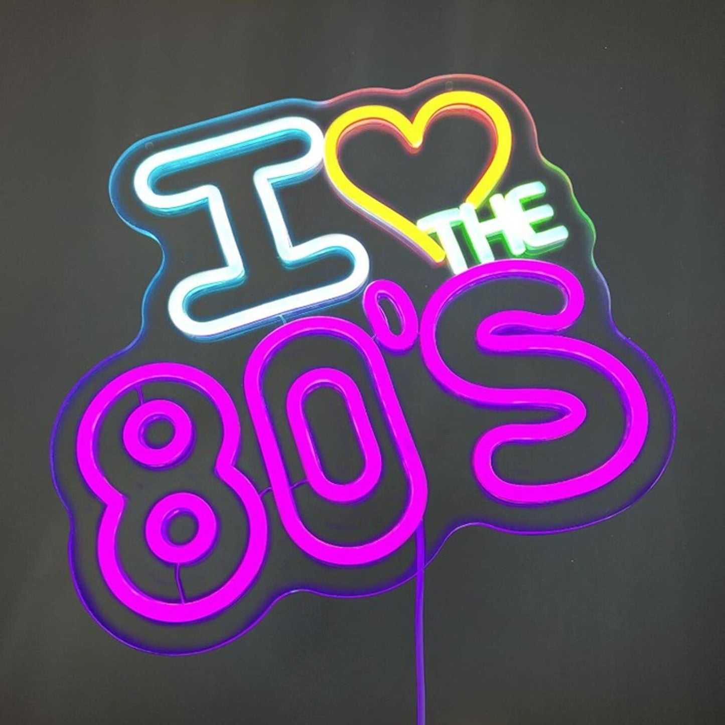 Vivid Bright Colorful I Love The 80’s LED Night Light Room Wall Decor