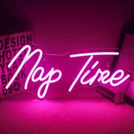 Adorable Bright Pink “Nap Time” LED Night Light Sign Room Wall Decoration