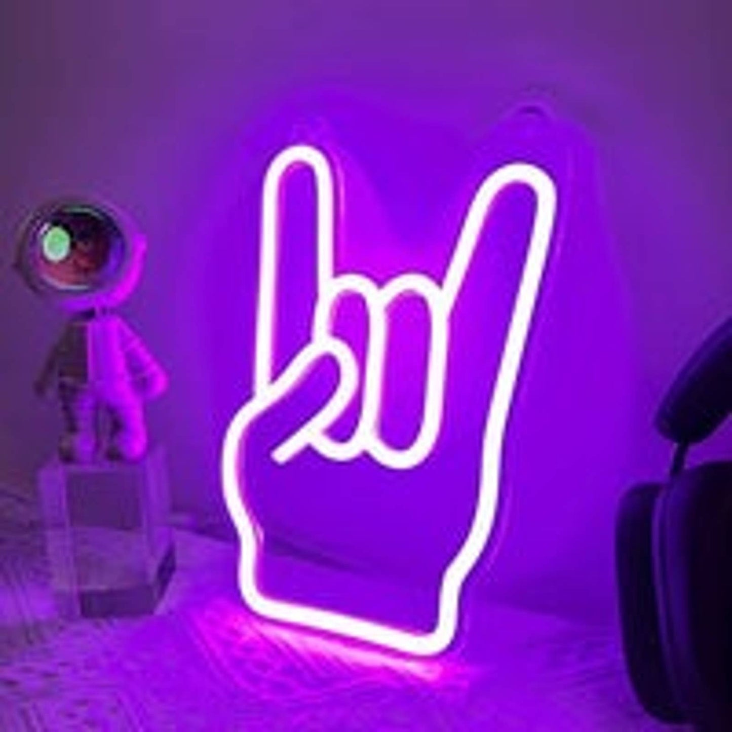 Fun Bright Purple Rock Hands LED Night Light Room Wall Decoration