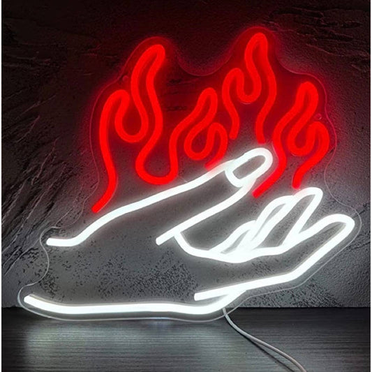 Fun Bright Fire Hand LED Night Light Room Wall Decor