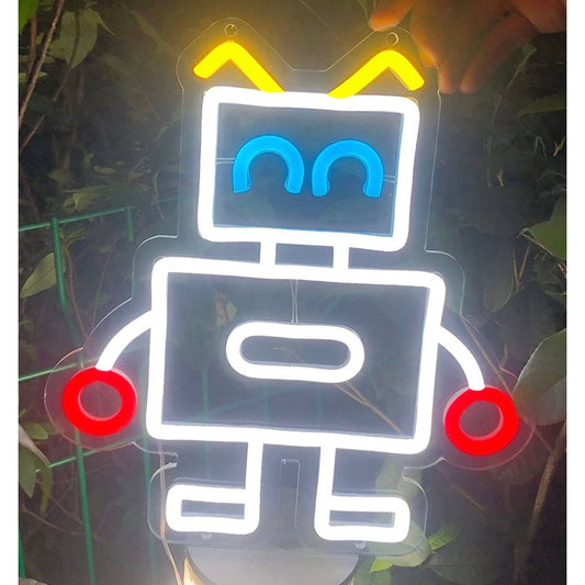 Cute Bright White Baby Robot LED Night Light Room Wall Decoration