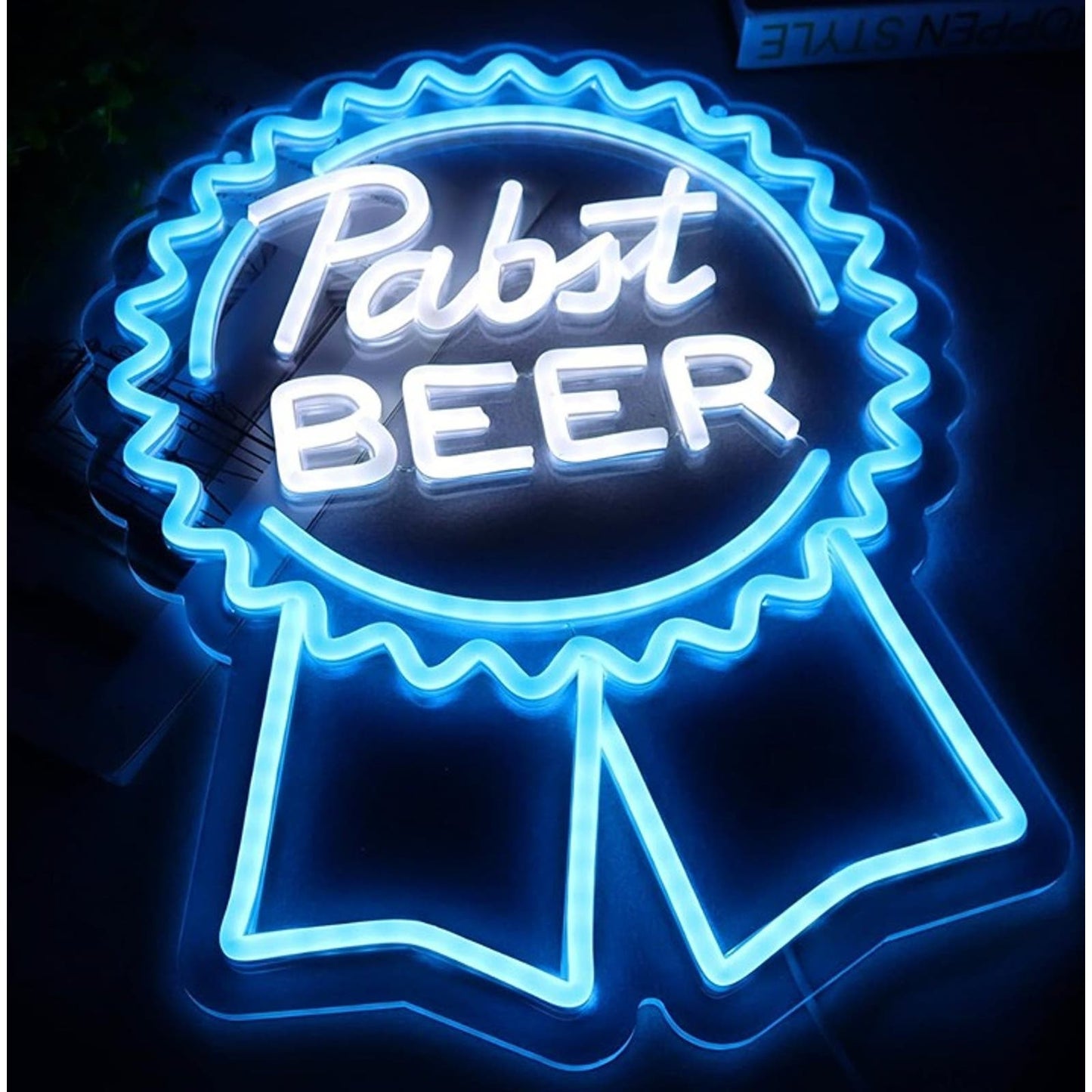 Vivid Bright Pabst Beer Blue Ribbon LED Night Light Room Wall Bar Decor