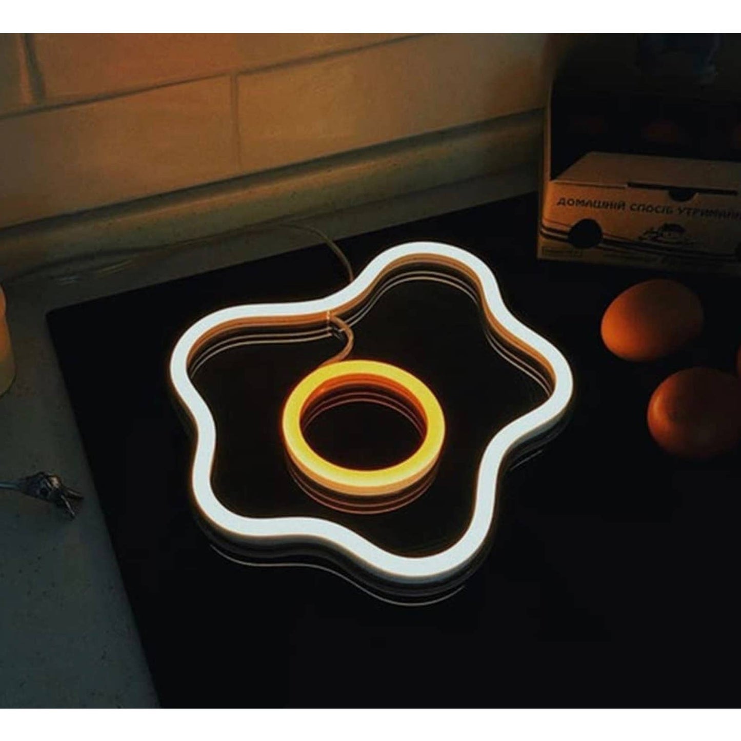 Bright Yellow Tasty Sunny Side Up Egg LED Night Light Room Wall Decor