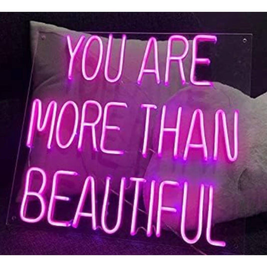 Lovely Large Bright Pink “You Are More Than Beautiful” LED Night Light Gift Wall