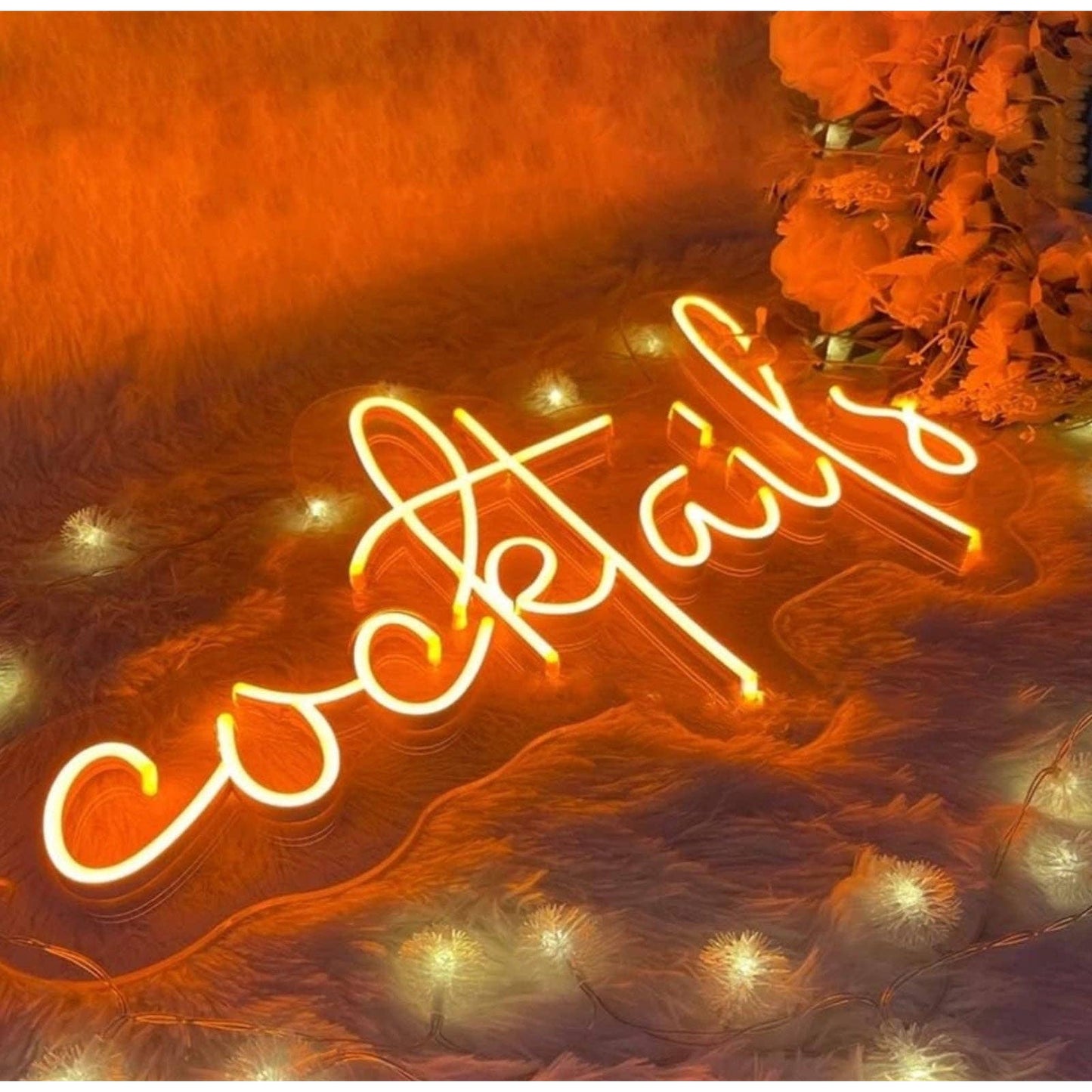 Warm Bright Warm Orange Cocktails Bar LED Night Light Room Wall Decoration