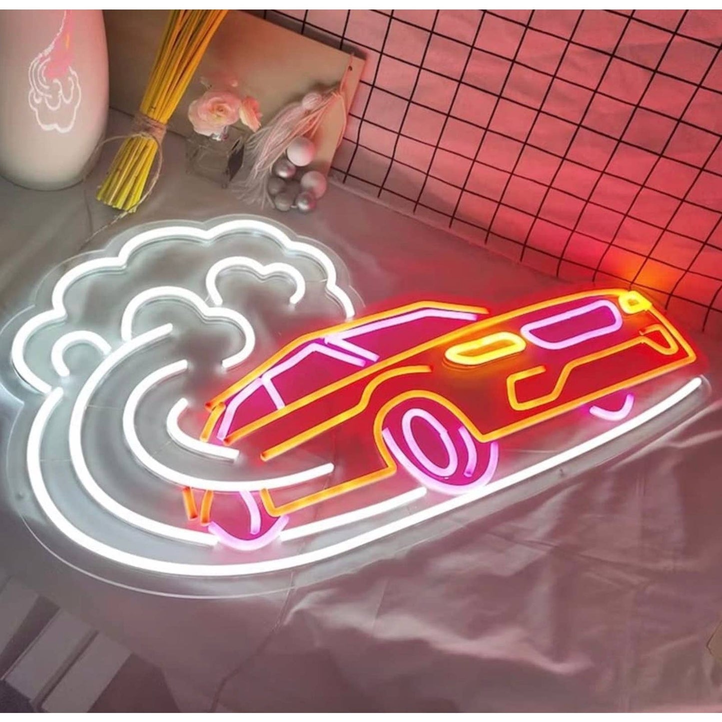 Cool Bright Speeding Race Car LED Night Light Room Wall Decoration