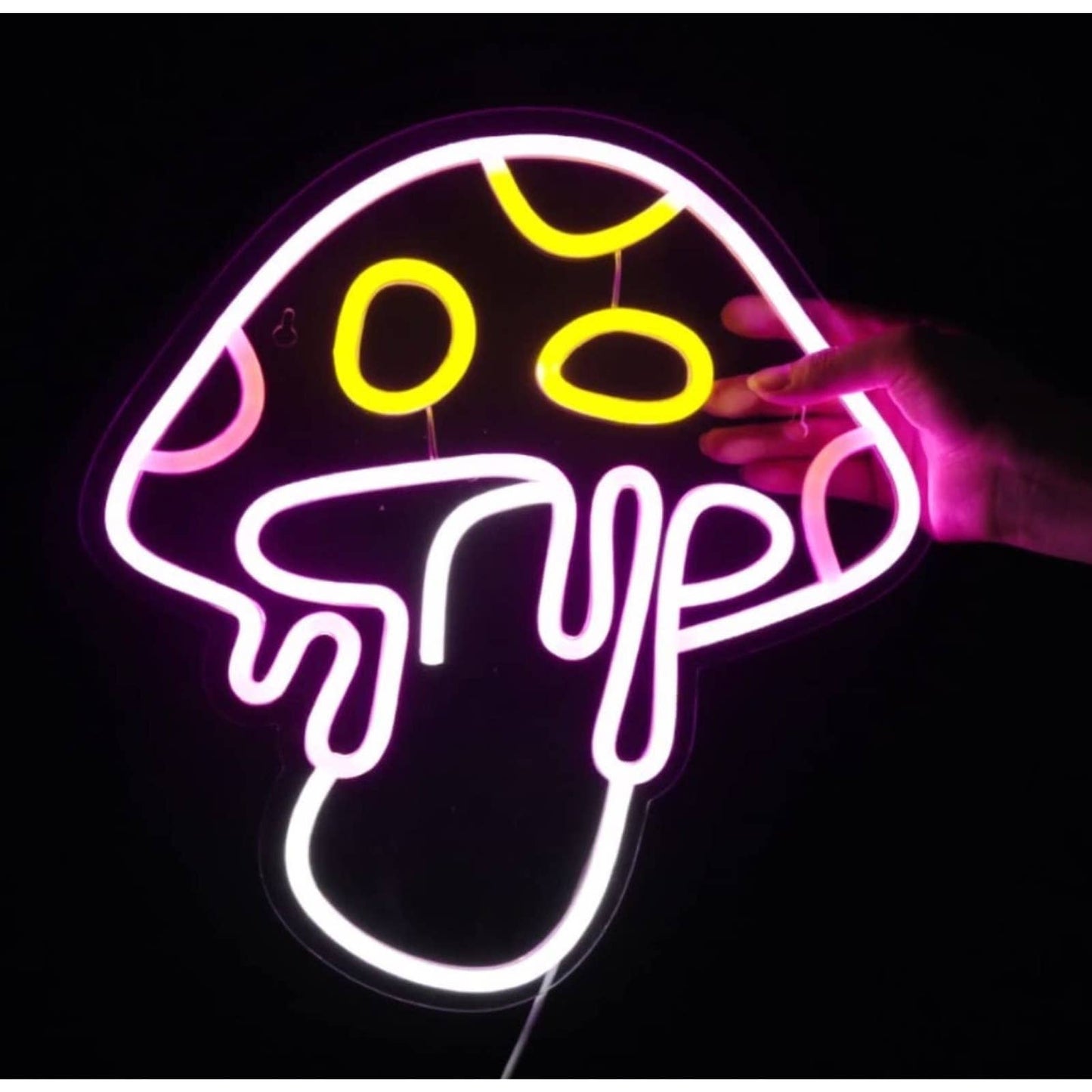 Lovely Fun Bright Pink Melting Mushroom LED Night Light Room Wall Art Decor