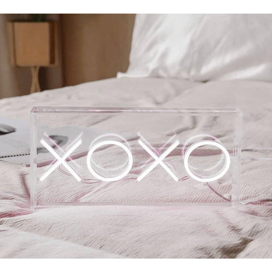 Lovely Bright Cool White XOXO Rectangle Clear Box LED Night Light Room Wall Deco