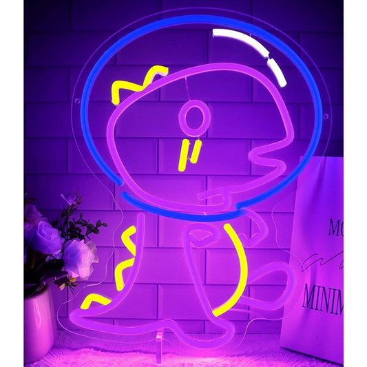 Fun Bright Pink Baby Astronaut Space Dinosaur LED Night Light Room Decor