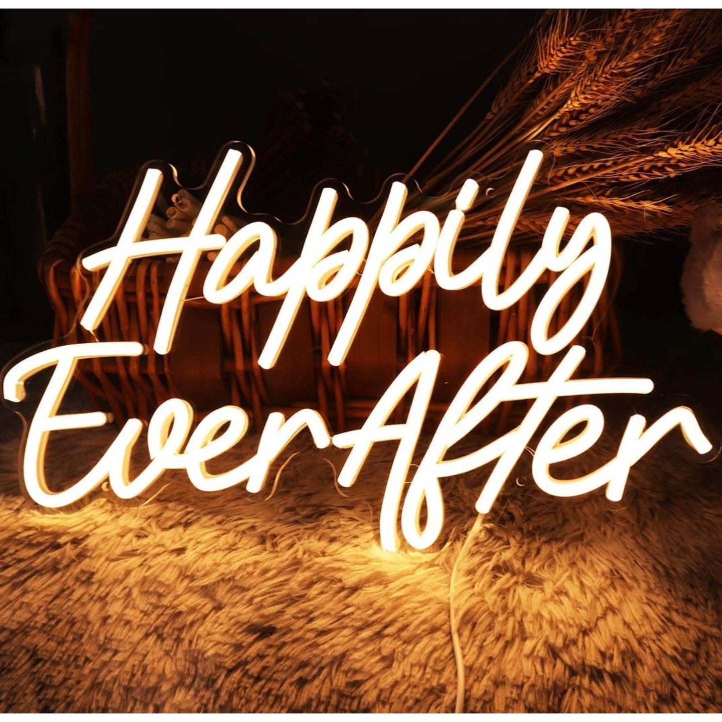 Romantic Warm Bright “Happily Ever After” LED Night Light Room Wall Decoration