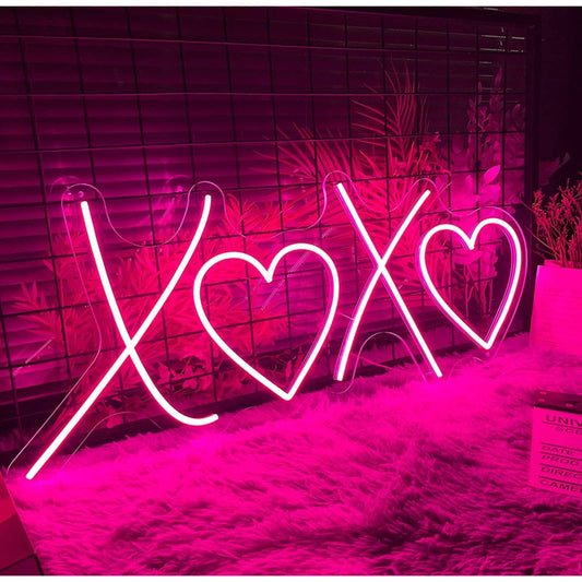 Adorable Large Bright XOXO Heart Love LED Night Light Room Wall Decoration