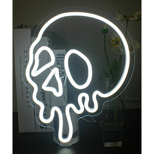 Spooky Bright White Melting Skeleton Skull LED Night Light Room Wall Decor