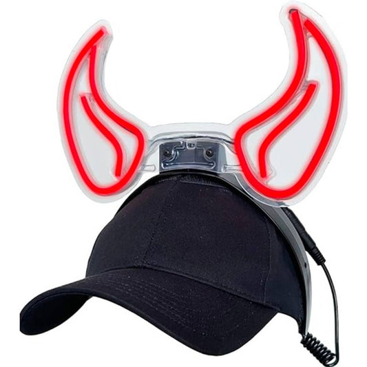 Fun Bright Red Devil Demon Horns LED Hat Light