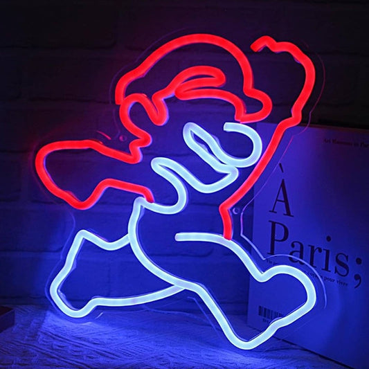 Fun Bright Red / Blue Jumping Super Mario LED Night Light Video Game Room Decor