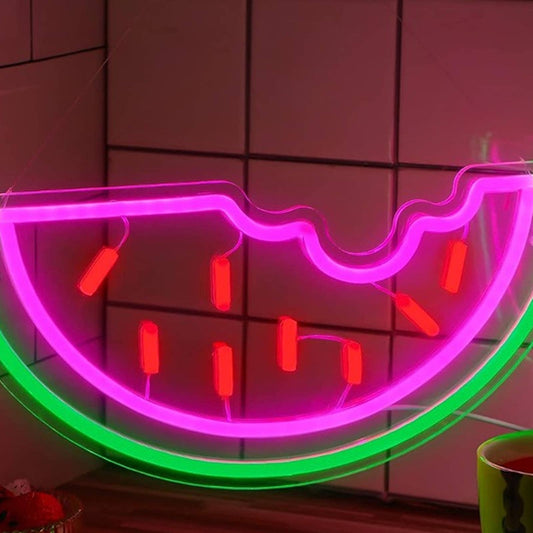 Tasty Vivid Bright Pink/Green Watermelon LED Night Light Room Wall Decor