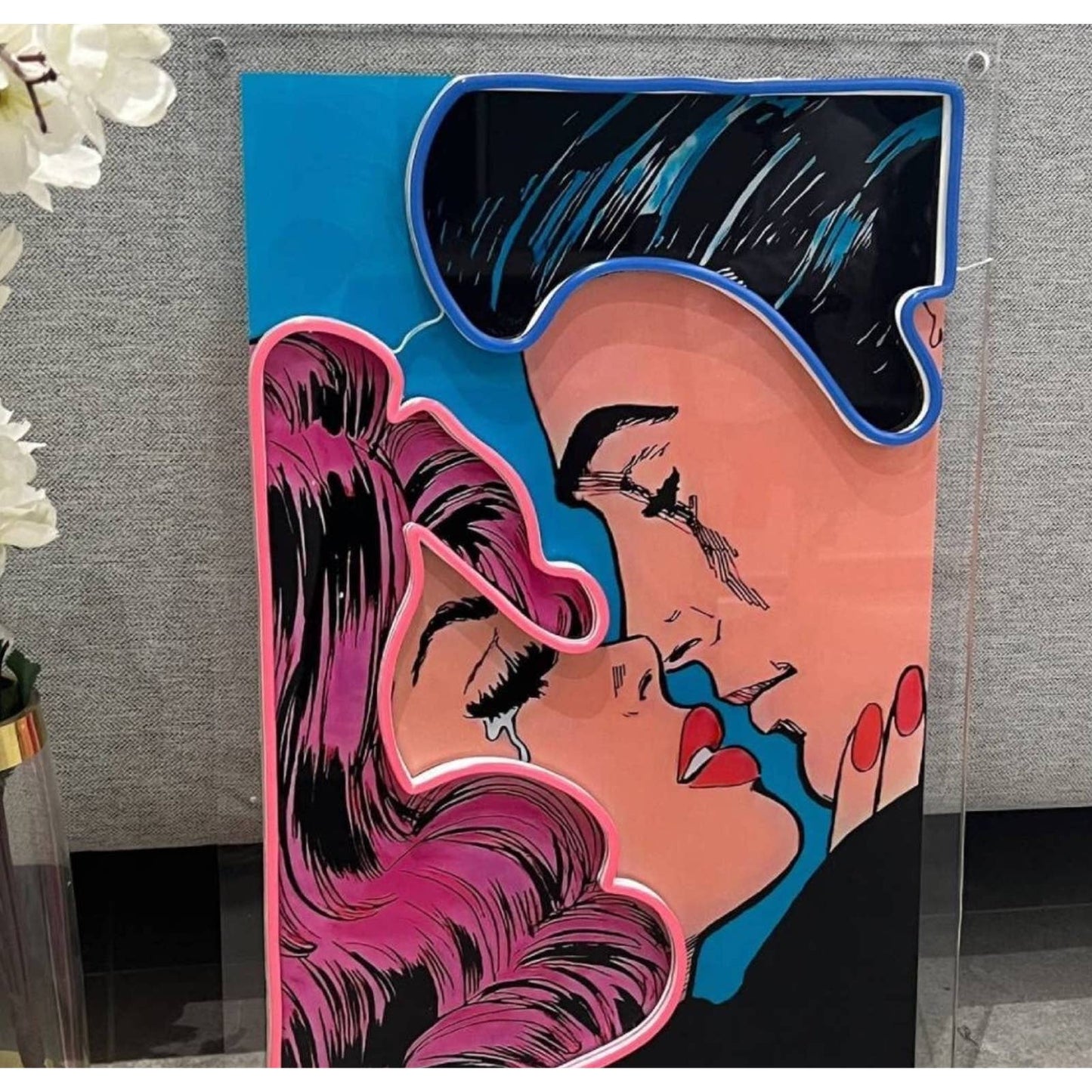 Romantic Bright Pink / Blue Gone With the Wind LED Night Light Room Wall Art Dec