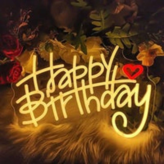 Adorable Bright Red Heart Warm White Happy Birthday LED Night Light Room Wall De
