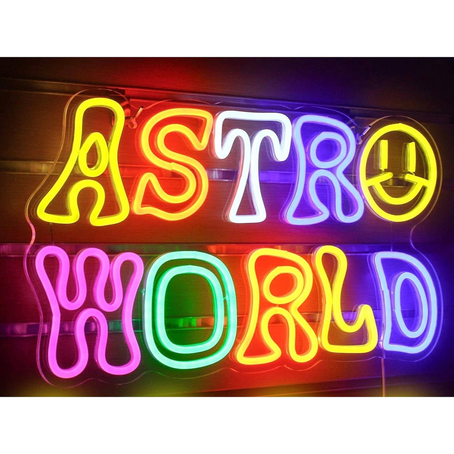 Fun Bright Colorful Rainbow Astro World Smiley Face LED Night Light Room Wall De