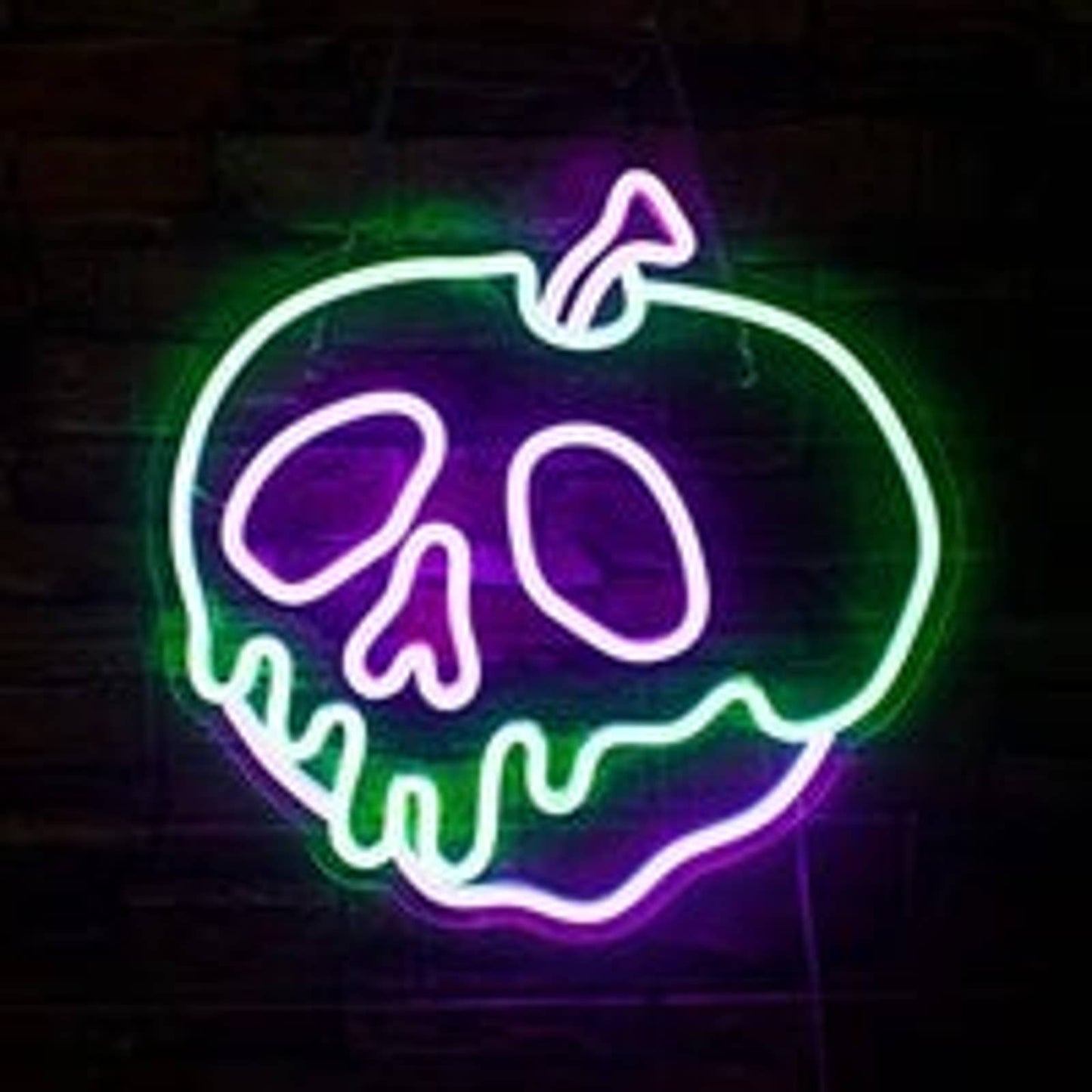 Spooky Bright Skeleton Skull Poison Apple Snow White LED Night Light Room Wall D
