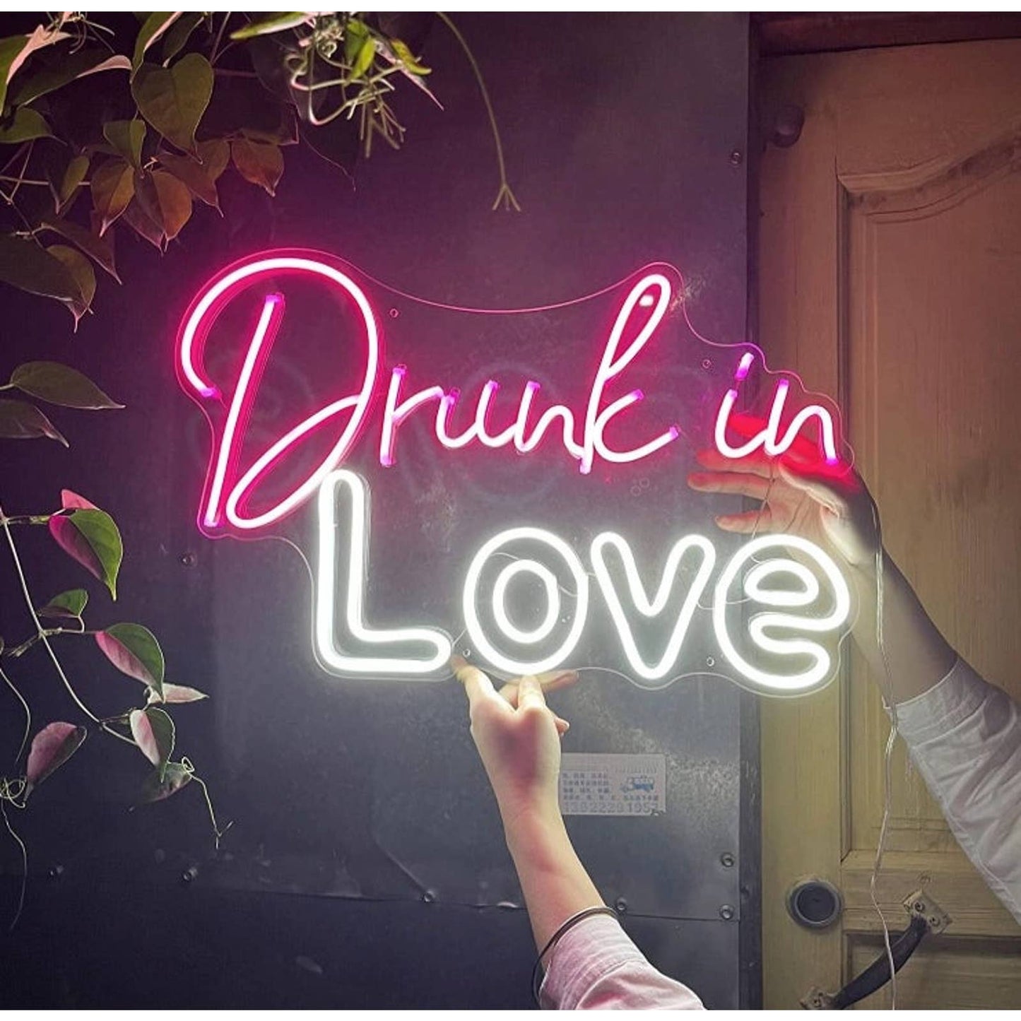 Vivid Bright Pink & White Drunk in Love LED Night Light Room Wall Decoration