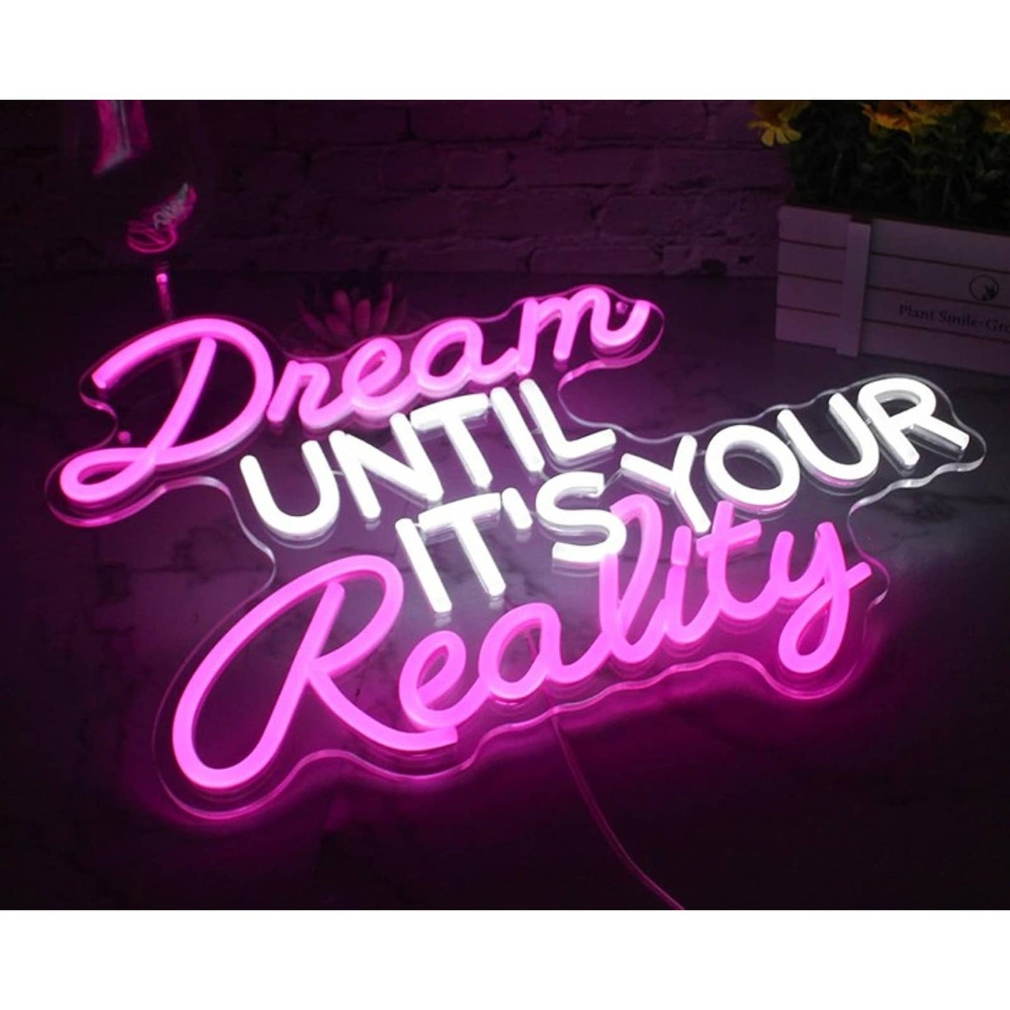 Motivational Bright Pink “Dream Until It’s Your Reality” LED Night Light
