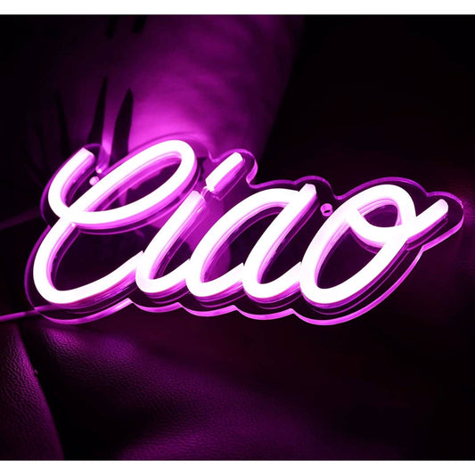 Lovely Bright Pink Ciao “See You Later” LED Night Light Room Wall Italian Decor