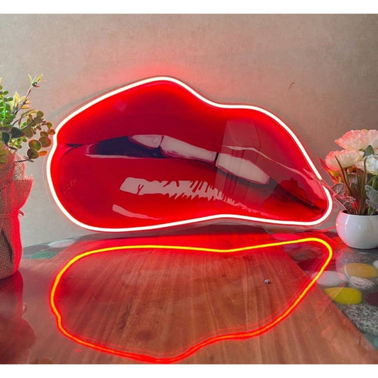 Large Bright Quality Red Realistic Biting Lips LED Night Light Room Wall Decorat