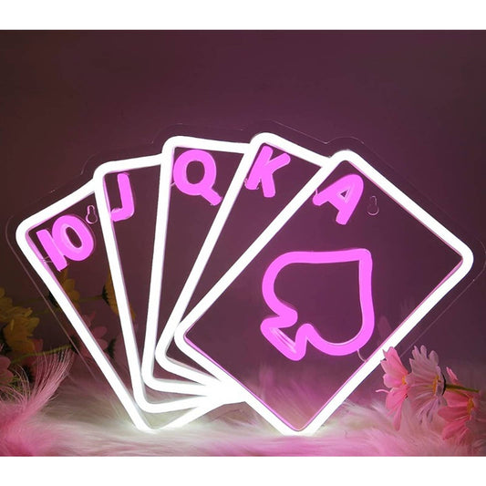 Fun Bright Pink Playing Cards LED Night Light Game Room Poker DecorPlaying cards
