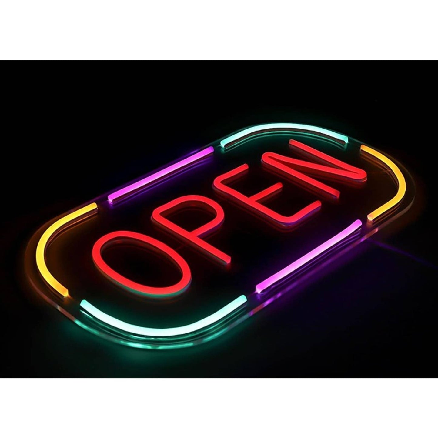 Vivid Bright Fun Rainbow Dash Border Open LED Light Business Sign