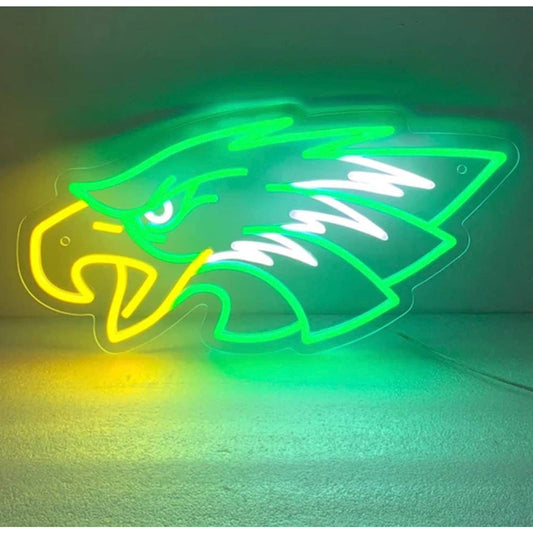 Vivid Bright Green Philadelphia Eagles Football LED Night Light NFL Room Wall De