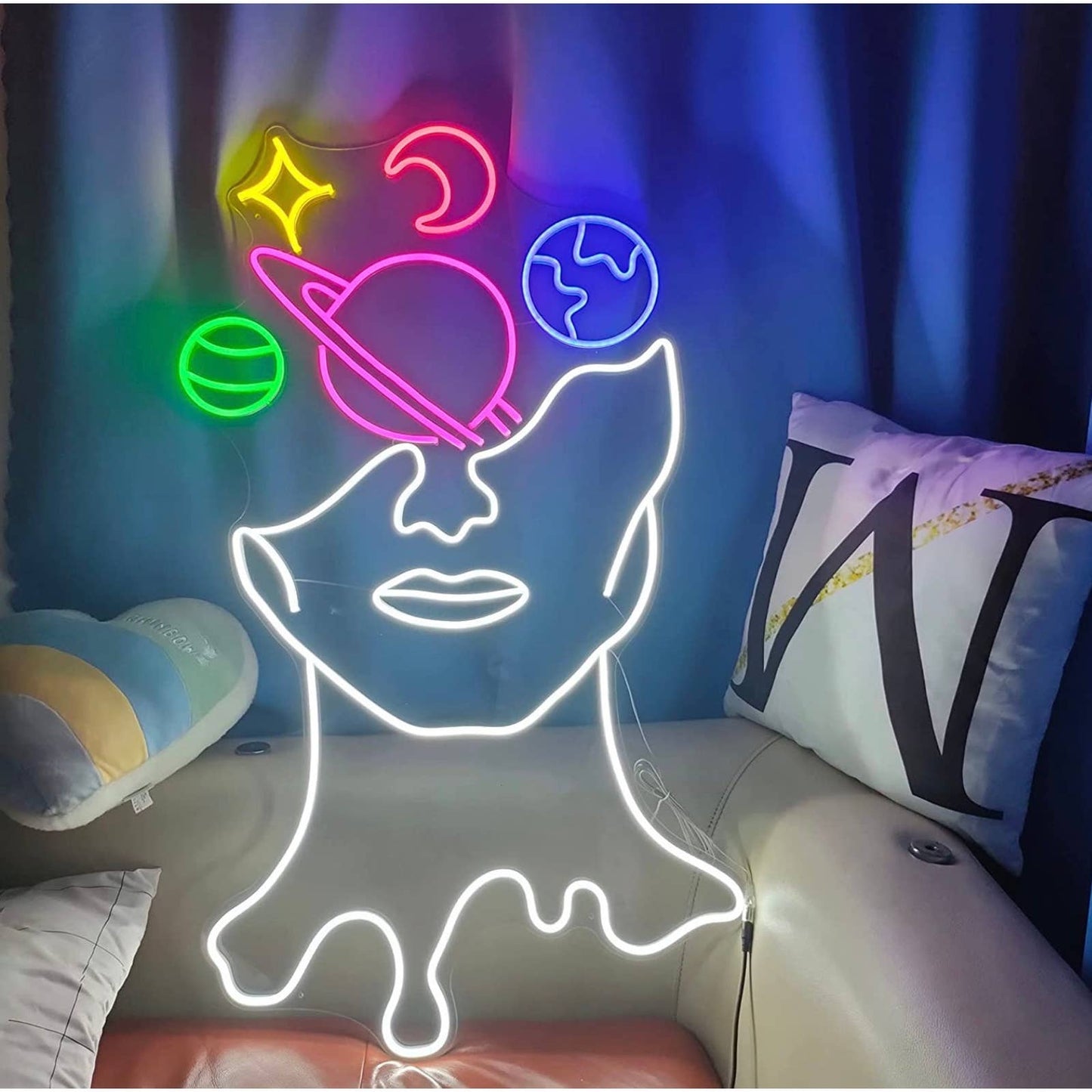 Vibrant Colorful Universe Planet Mind LED Night Light Room Wall Art Room Decor