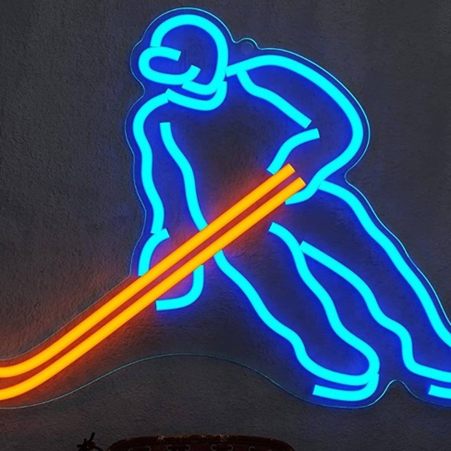 Fun Bright Blue Hockey Man LED Night LED Sport Room Wall Decor2