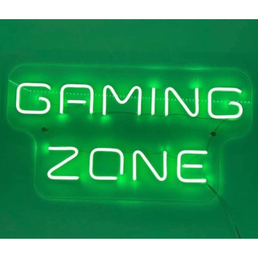 Fun Bright Green Gaming Zone LED Night Light Room Wall Decoration