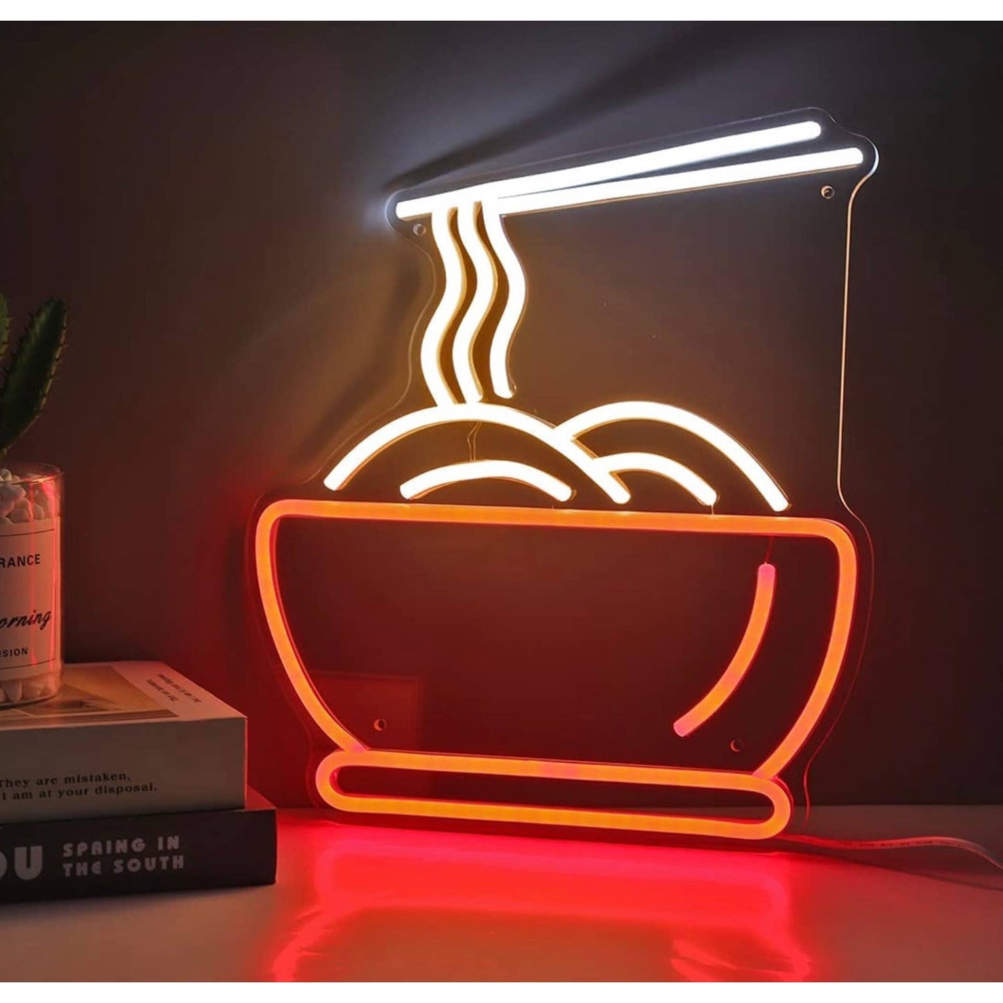 Tasty Bright Red Pasta Bowl LED Night Light Room Wall Decor