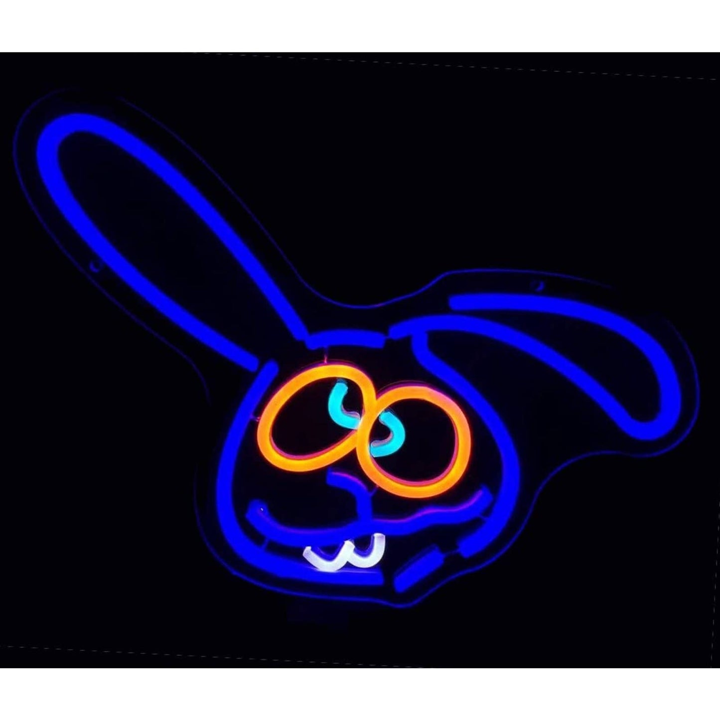 Vivid Bright Blue Funny Bunny Rabbit LED Night Light Cartoon Room Wall Decor
