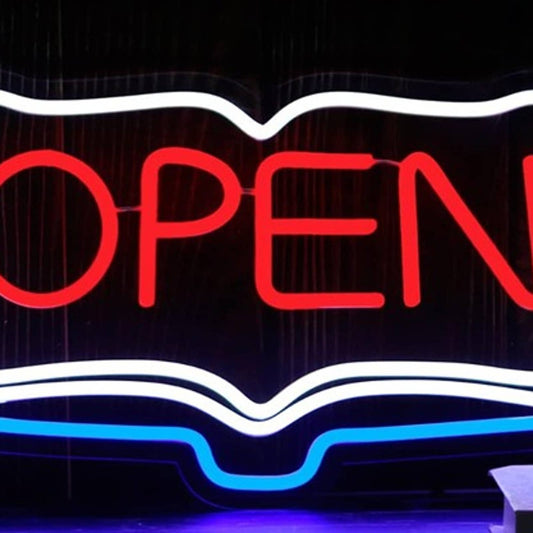 Vivid Bright Open Book LED Night Light Store Shop Sign