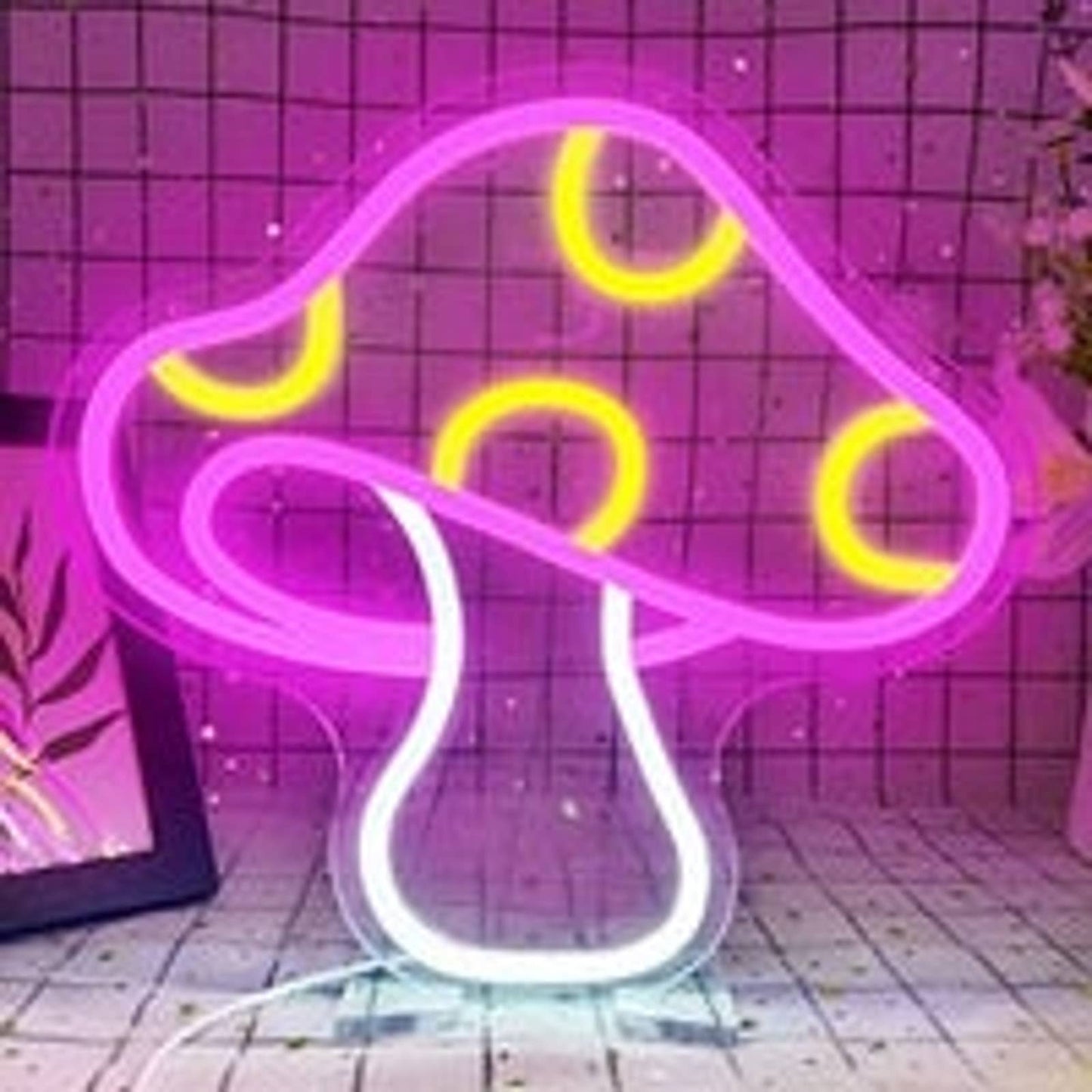 Vivid Bright Pink Spotted Mushroom LED Night Light Room Wall Decoration