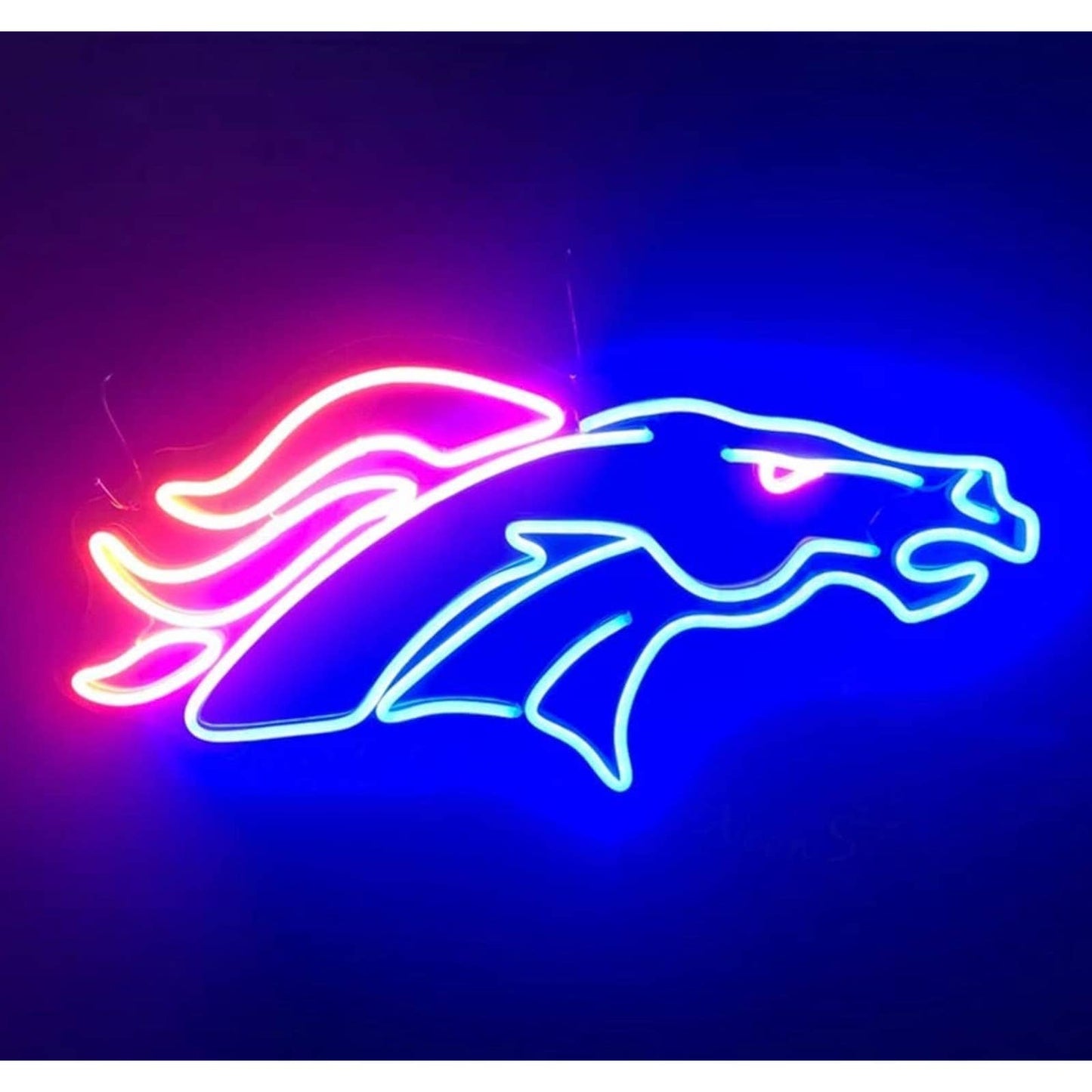 Bright Blue Denver Broncos Football Logo LED Light NFL Sport Decor