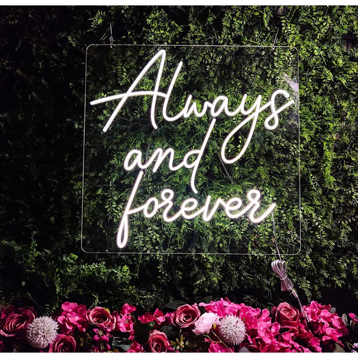Super Large Bright Romantic “Always & Forever” LED Night Light Love Room Wall De