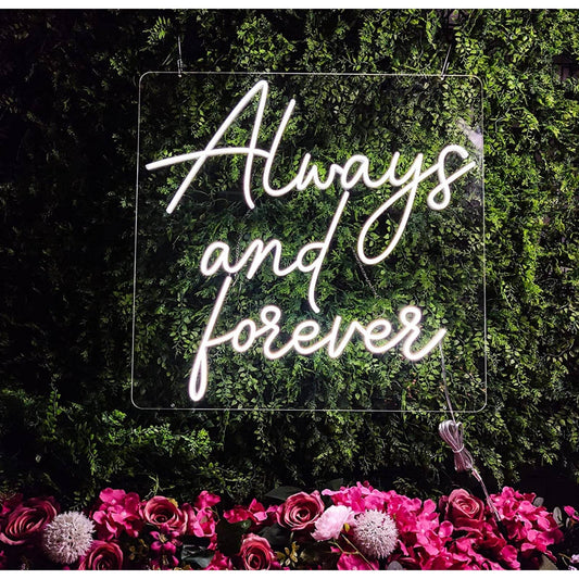 Super Large Bright Romantic “Always & Forever” LED Night Light Love Room Wall De