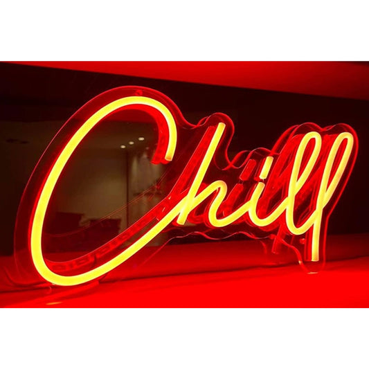 Vivid Bright Red “Chill” LED Night Light Room Wall Decoration