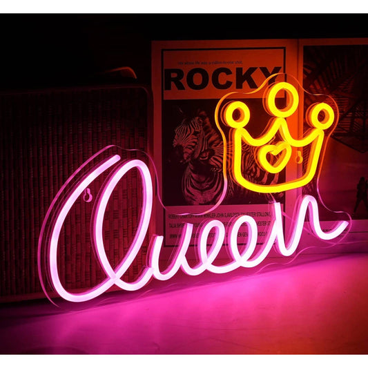 Lovely Vivid Bright Queen Heart Crown LED Night Light Room Wall Decoration