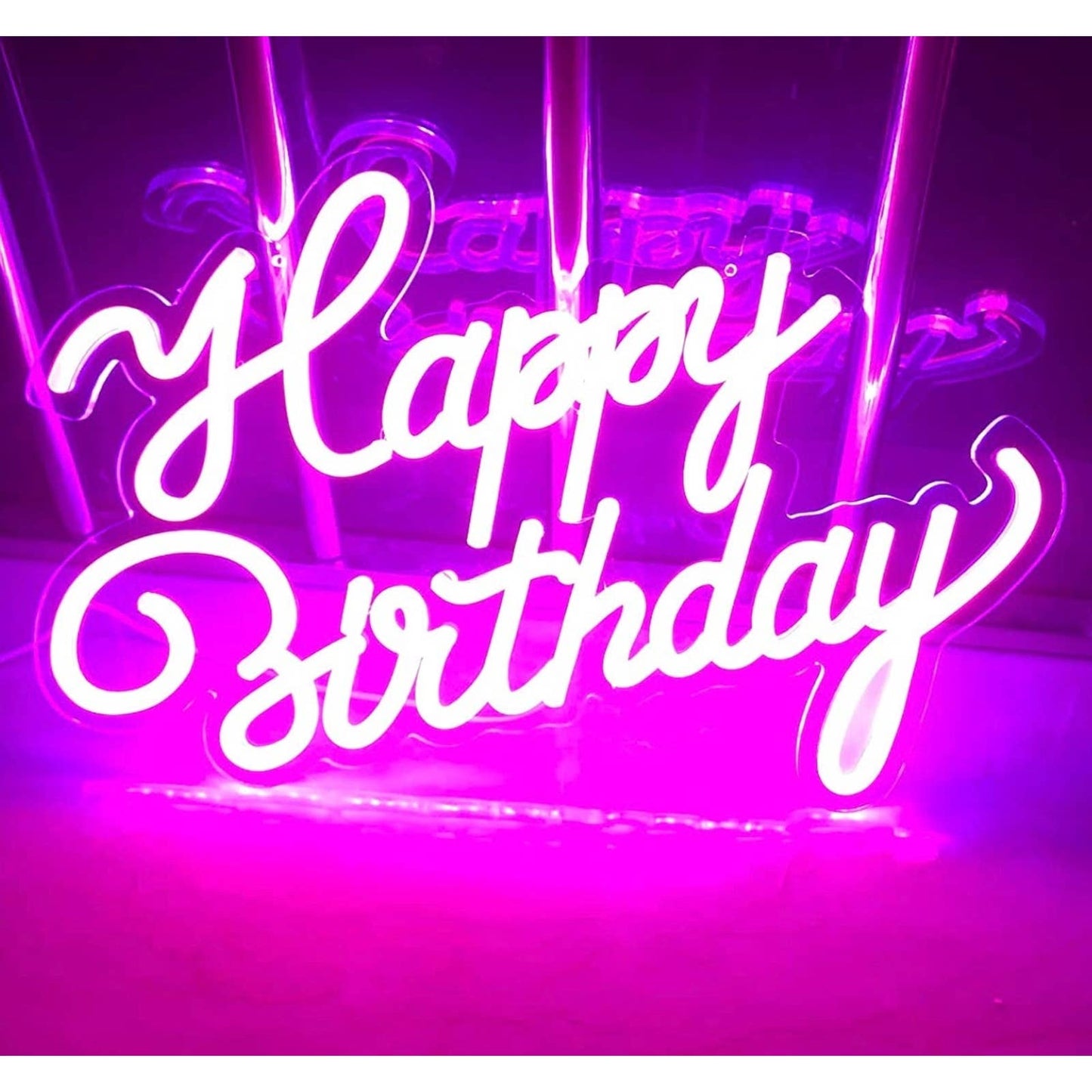 Fancy Vivid Pink Happy Birthday LED Night Light Room Wall Party Decoration
