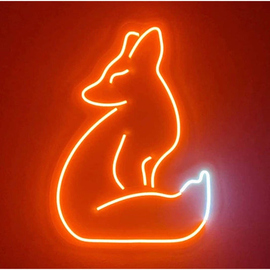 Cool Bright Orange Fox LED Night Light Room Wall Art Decoration