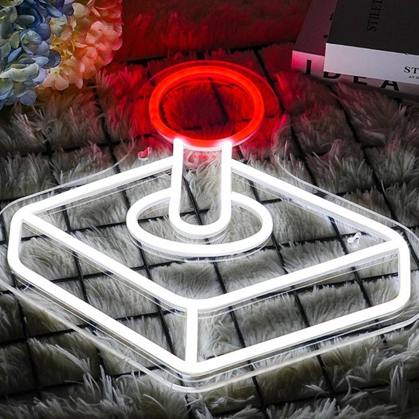 Fun Bright Red Arcade Joystick LED Night Light Game Room Decor