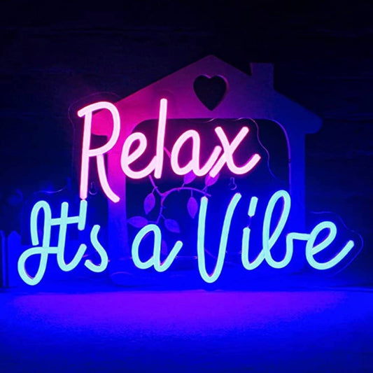Vivid Bright Colorful Relax It’s A Vibe LED Night Light Room Wall Decoration
