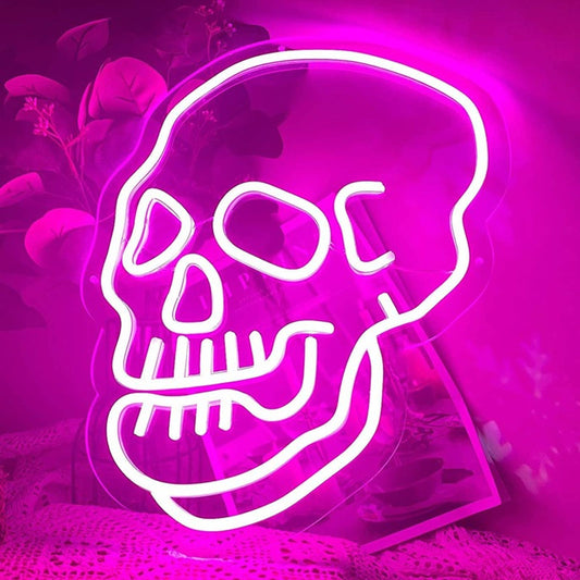 Fun Vivid Bright Pink Skeleton Skull LED Night Light Room Wall Decoration