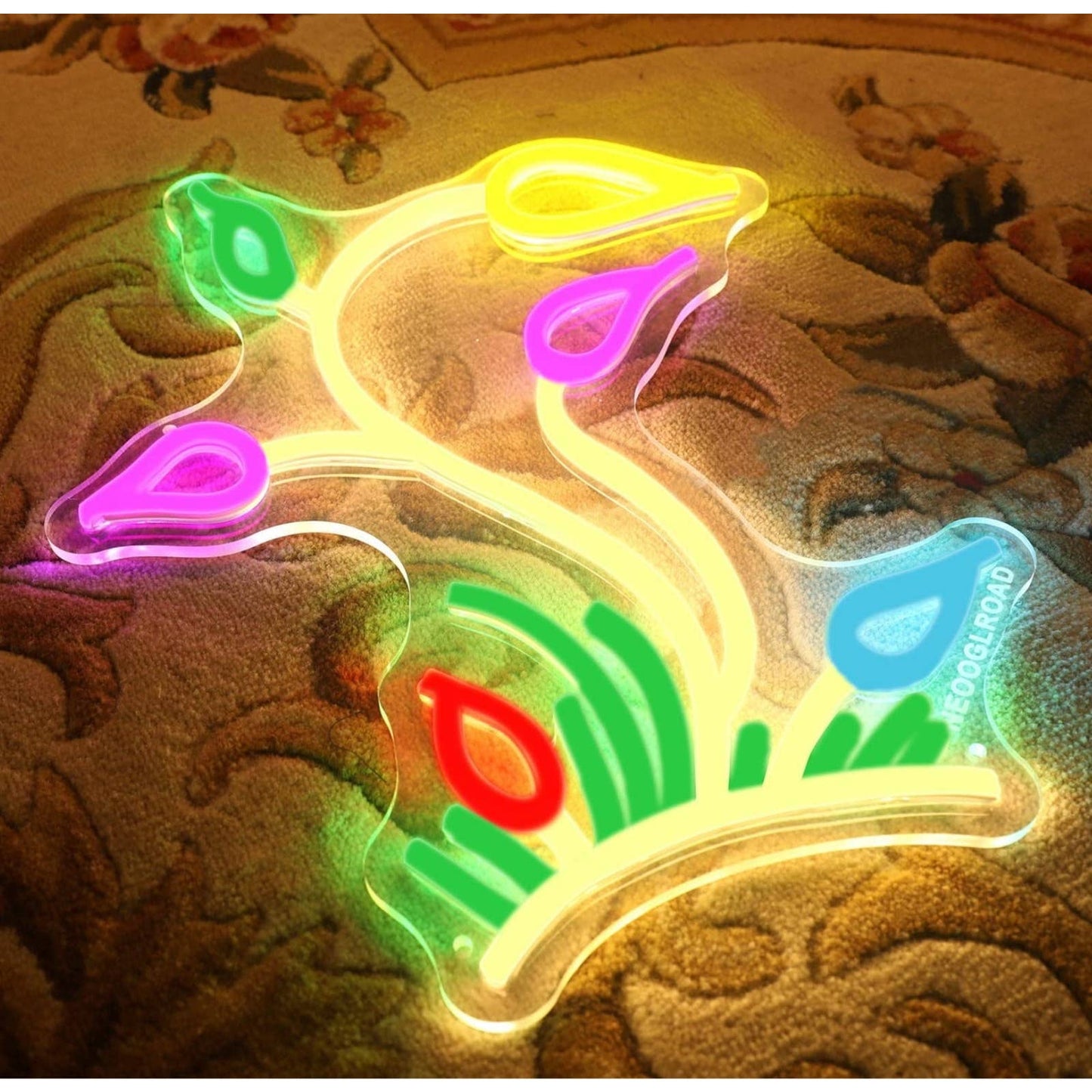 Lovely Bright Rainbow Flowers LED Night Light Room Wall Decoration