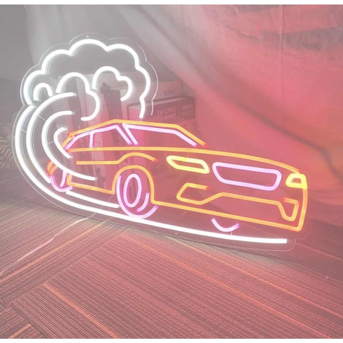 Cool Bright Speeding Race Car LED Night Light Room Wall Decoration