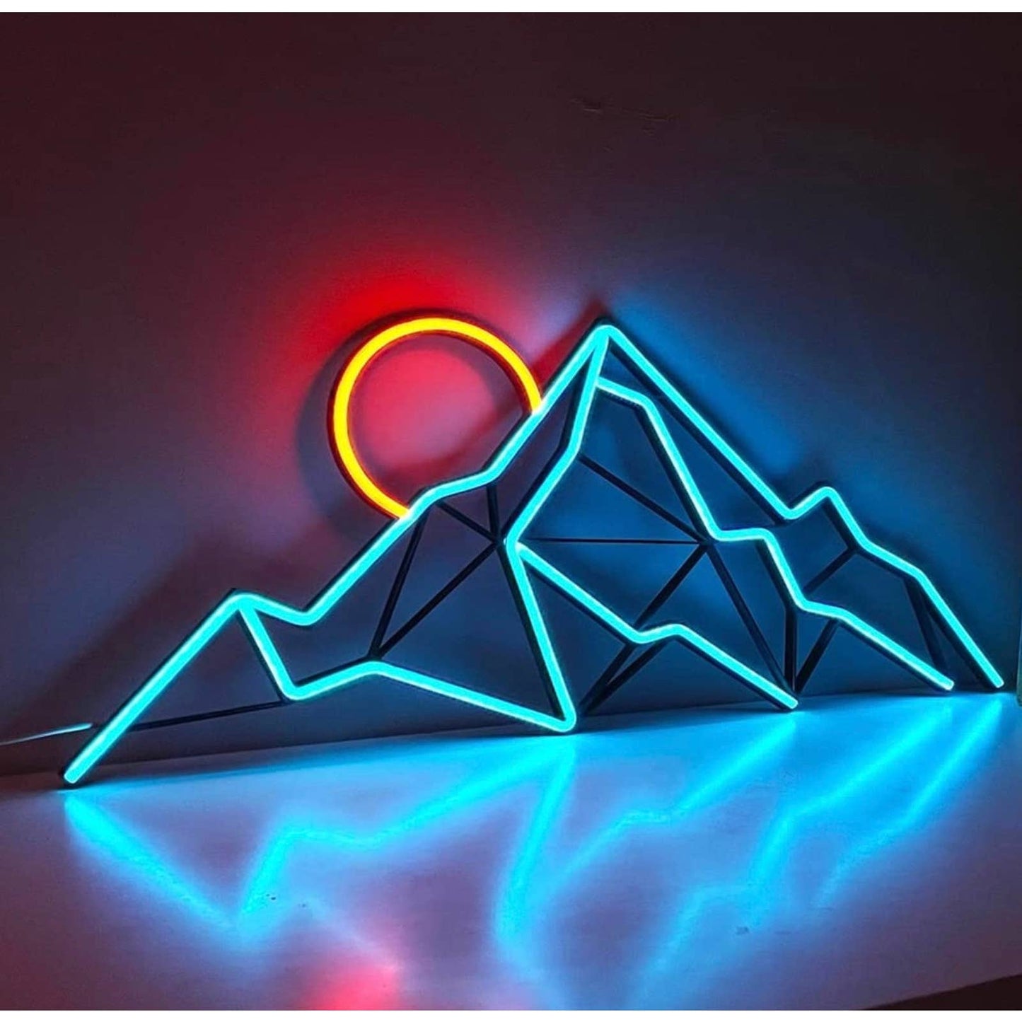 Lovely Geometric Ice Mountain Sunset / Sunrise LED Night Light Room Wall Art Dec